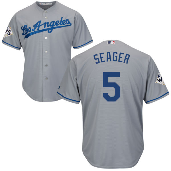 Dodgers #5 Corey Seager Grey New Cool Base World Series Bound Stitched MLB Jersey - Click Image to Close